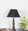 Saki Honey Finish Wood Table Lamp with Cotton Shade