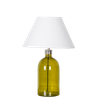 OLVIRA Modern Green Glass Table Lamp with Silver Metal Accent