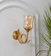 Nena Single Light Wall Fitting In Brass Finish Metal With Amber Glass