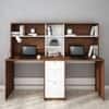 Natsu Twin Home Office Table Walnut and Frosty White
