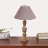 Devansh Grey Cotton Table Lamp With  Wood Natural Base (10X18 Inches)-32
