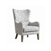 Carolina Printed Human Canvas Fabric Wing Chair in White Colour