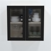 Aluminium Black Profile 2 Fluted Glass Handless Shutters Wall Cabinet In Highland Pine Finish