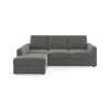 Apollo Compact Sofa (Colour : Ash Grey Velvet, Cushion : Hard, Back Type : Regular, Seating Capacity : Left Aligned 2 Seater + Left Aligned Chaise + Ottoman)