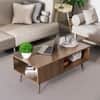 Hexa Engineered Wood Modern Coffee Table With Golden Metal Legs In Flower Wenge