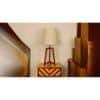 Adrienne Brown Wooden Table Lamp with White Jute Lampshade