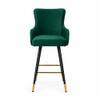 Doe Buck Nolen Upholstered Bar Stool in Green Colour with Gold Tip Legs
