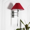 Aberdeenshire Glass and shiny Brass Wall Light With Maroon Cotton Shade
