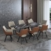 Aeris Ceramic 6 To 8 Seater Extendable Dining Table With 6  Casey Dining Chairs (Finish : Black Jade, Chair Colour : Beige & Tan)