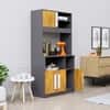 Hexa Red Crockery Unit Multipurpose Wooden Cabinet in Slate Grey And Giant Wood Colour