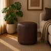 Doe Buck Mary Leather Round Ottoman Stool in Brown Colour