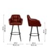 Doe Buck Luxury Faux Leather Counter Height Bar Stool in Brown Colour