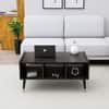 Hexa Engineered Wood Coffee Table With Storage And Open Rack In Flower Wenge