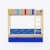 Pine Tree Single Size Bunk Bed In Oak and Blue Colour