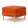 Doe Buck Luxe Boucle Square Ottoman in Orange Colour with Gold Metal Legs