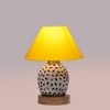 Devansh Conical Yellow Cotton Shade Lamp With Wood & Mosaic Glass Base For Decoration/Office/Home/Gifting/Study For Decoration/Office/Home/Gifting/Study -(10X10X14.5) Inches -A