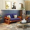 Maruti 3+2+1 Seater Wooden Sofa (BLUE Colour, Honey Finish)