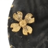 Marble Platter  Black Round With Gold Foil Work   Metal Flower  Embedded