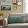 Basket Knit Honey Dew Cotton Knitted Pillow Cover 12X20 Inches