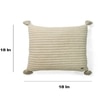 Bar Beige Melange Quilted Cushion Cover With Tassels 18X18 Inches