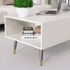 Hexa Engineered Wood Modern Coffee Table With Golden Metal Legs In Frosty White