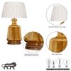 PAOLA  Amber Glass and Wood table Lamp With Tuck Plated White Cotton Shade