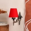 Devansh Metal Electric Wall Light in Antique Gold Colour with Red Shade Count of 1 Light