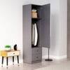 Hexa Red Wooden 1 Door Wardrobe with 2 Drawers and Hanging Space in Slate Grey Colour