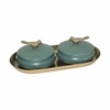 Metalsmith Metal Serveware Box Set of 3 with Tray Green Finish