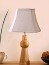 Devansh Off-White Cotton Vintage  Lamp With Wood Base (12X8X20.75)