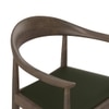 Dara Solid Wood Dining Armchair In Danish Walnut Finish and Olive Leatherette Colour