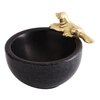 Marble Nut candy  Bowl Brass Dog embedded