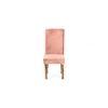 Rosslyn wood Accent Set of 2 Dining Chairs in Coral Pink Velvet Upholstery with TEAK FINISH