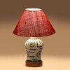 Devansh Conical Pink Jute Shade Lamp With Wood & Mosaic Glass Base For Decoration/Office/Home/Gifting/Study For Decoration/Office/Home/Gifting/Study -(10X10X14.5) Inches -A