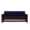 Anjani 3+1+1 Seater Wooden Sofa (BLUE Colour, Dark Walnut Finish)
