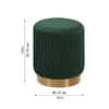 Doe Buck Damato Luxury Velvet Round Ottoman in Green Colour with Gold Base
