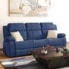 Griffin Fabric Three Seater Manual Recliner in Lapis Blue Fabric Colour