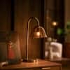 Lior Handicrafted Table Lamp in Antique Silver Brass finish and Amber Colour