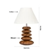 Devansh Knife Pleated Cotton Table Lamp With Wood Pebble Lamp (12X12X16.5) Inches -C