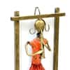 Desert Art Metal Handpainted Lady Musician Wall Hanging Set of 3 in Green Colour