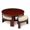 Nashville Sheesham Wood Accent Coffee Table Set With 4 Stools In Honey Finish