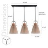 Liebe Cluster Wood And Metal Hanging Pendant Light With Beige Cotton Shade