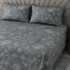Jace Slate Grey Floral 400 TC Cotton Flat Super King Size Bedsheet with 2 Pillow Covers – Threads