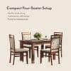 Fidora 4 Seater Dining Table With Set Of 4 Alaine Dining Chairs (Colour- Calico Floral Retreat & Pony Beige, Finish- Teak)