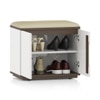 Baltoro Engineered Wood Shoe Rack with Seating in White Finish