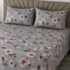 Kian Coffee Floral 400 TC Cotton Flat Super King Size Bedsheet with 2 Pillow Covers – Threads