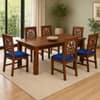 Globally Indian Vayuna Solid Sheesham Wood 6 Seater Dining Table Set 6 Chairs Navy Blue