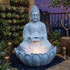 Grey Fiber Glass Lotus Buddha Indoor Water Fountain