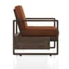 Moreno 2 Seater Solid Wood Sofa in Danish Walnut Finish and Terracotta Stripe Fabric