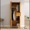 Hexa Red Wooden 2 Door Wardrobe with Drawer and Hanging Space in Giant Wood Colour